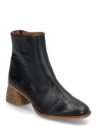 Boots - Block Heel With Zipper Black ANGULUS