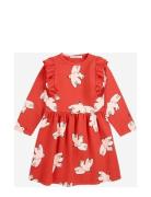 Freedom Bird All Over Ruffle Dress Red Bobo Choses