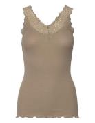 Organic Top W/ Lace Khaki Rosemunde