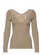 Rwbeatha Ls Regular T-Shirt Beige Rosemunde