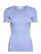 Rwbeatha Ss Regular O-Neck Lace T-S Blue Rosemunde