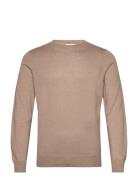 Man Fine Knit O-Neck Sweater Beige Davida Cashmere