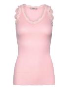 Rmwbalta Modal Sl V-Neck Top Pink RM By Rosemunde