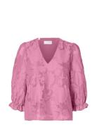 Slfcathi-Sadie 3/4 Top Ff Pink Selected Femme