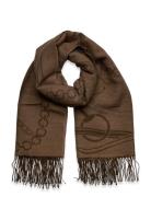 Belting-Motif Jacquard Wrap Scarf Brown Lauren Ralph Lauren