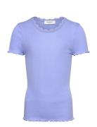 Rkbalta Modal Ss Lace T-Shirt Blue Rosemunde Kids