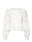 Flower-Embroidered Cotton Blouse White Mango