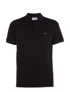 Stretch Pique Slim Button Polo Black Calvin Klein