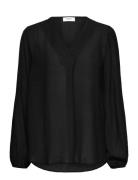 Rwroa Ls Long Blouse Black Rosemunde