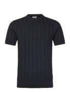 Knitted Crew Neck T-Shirt Navy Lindbergh