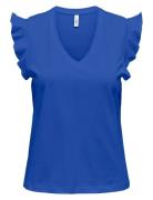 Onlmay Life S/S Frill V-Neck Top Box Jrs Blue ONLY