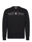 Graphic C-Neck Sweat Black GANT