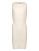 Rib Sleeveless Dress Cream Calvin Klein