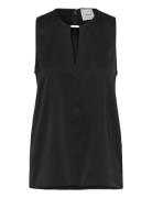 Drapey Satin Ns Metal Blouse Black Calvin Klein