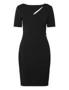 Scuba Crepe Front Twist Dress Black Calvin Klein