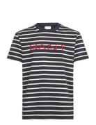 Graphic Striped Ss T-Shirt Navy GANT