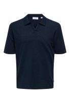 Onsgeorge Reg 12 Linen Ss Polo Knit Navy ONLY & SONS