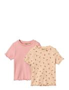 2 Rib T-Shirts S/S Alicia Pink Wheat