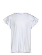 Short-Sleeved Ruffle T-Shirt Blue Mango