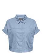 Carcaro S/S Linen Bl Boxy Shirt Blue ONLY Carmakoma