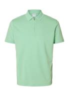 Slhfave Zip Ss Polo Noos Green Selected Homme
