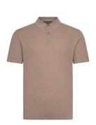 Knitted Cable Polo S/S Beige Lindbergh Black