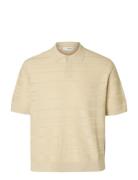Slhfoam Ss Knit Relaxed Structure Polo Cream Selected Homme