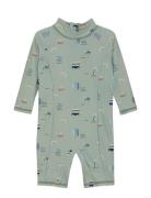Baby Suit L/S, Aop Green Color Kids
