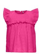 Kmgmargot Life S/L Embroidery Top Wvn Pink Kids Only
