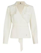 Textured Linen Wrap Blouse White Tommy Hilfiger