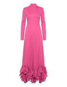 Chiffon Maxi Ruffle Dress Pink ROTATE Birger Christensen