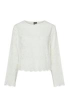Pctarmorine Ls O-Neck Top Wvn White Pieces