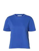 Slfessential Ss Boxy Tee Noos Blue Selected Femme