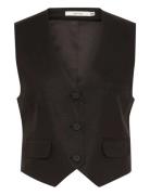 Elarahgz Linen Waistcoat Black Gestuz