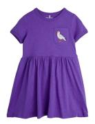 Seagull Emb Ss Dress Purple Mini Rodini