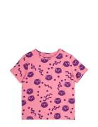 Squiggly Cats Aop Ss Tee Pink Mini Rodini