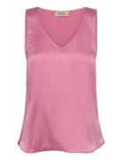 Mmastrid V-Neck Silk Tank Top Pink MOS MOSH
