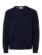 Slhcody Ls Knit Relaxed Crew Neck Noos Navy Selected