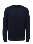 Slhberg Crew Neck Noos Navy Selected