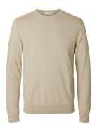 Slhberg Crew Neck Noos Beige Selected