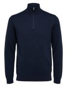 Slhberg Half Zip Cardigan Noos Navy Selected