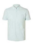 Slhfave Zip Ss Polo Noos Blue Selected