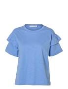 Slfrylie Ss Florence Tee M Noos Blue Selected