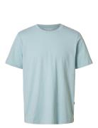 Slhaspen Slub Ss O-Neck Tee Noos Blue Selected
