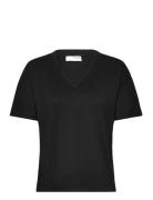 Slfcarli Ss V-Neck Tee Black Selected
