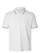Slhfave Sport Zip Ss Polo Noos White Selected