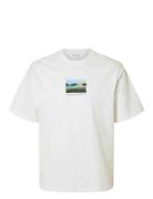 Slhrelaxdarius Print Ss O-Neck Tee White Selected
