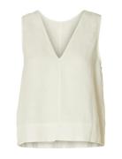 Slflinna Sl Reversible Linen Top B Cream Selected