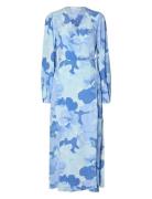 Slfsusie L/S Aop Ankle Wrap Dress Noos Blue Selected
