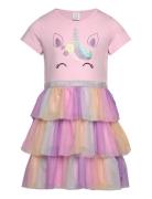 Dress Ss Unicorn Face Mesh Ski Pink Lindex